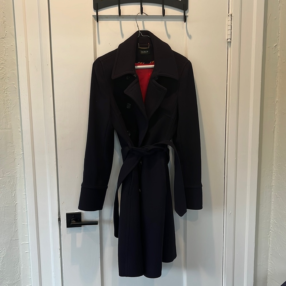 J Crew wool navy coat- a classic!